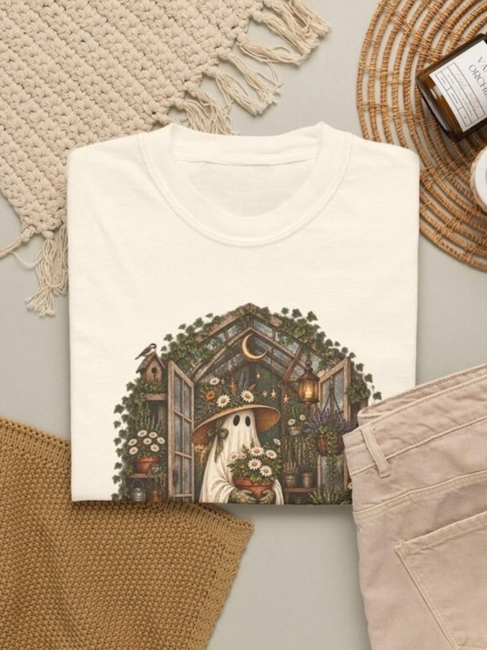 Gildan Cream Ghost Gardener Graphic Tee